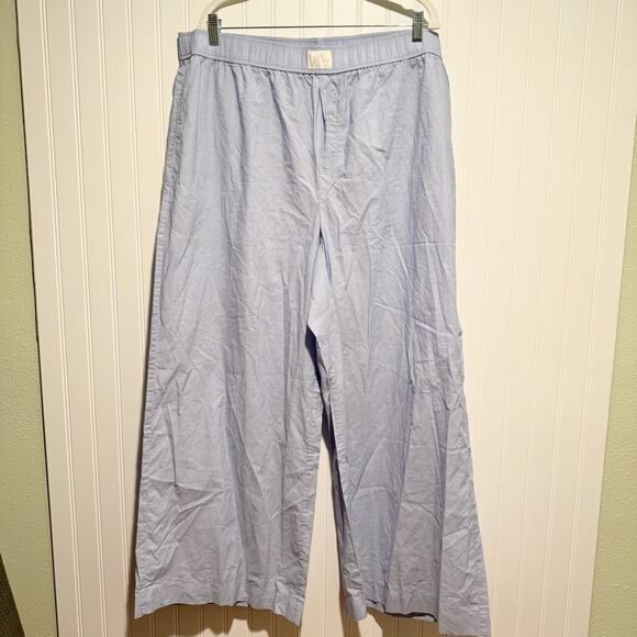 J Crew Blue End On End Cotton Wide Leg PJ Pants NEW Plus Size 2X - Picture 2 of 8